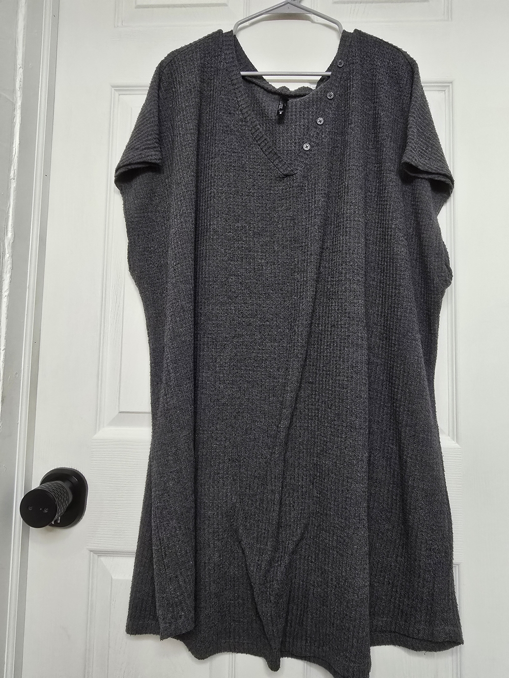 torrid Charcoal Button-Accent Short-Sleeve Knit Nightgown